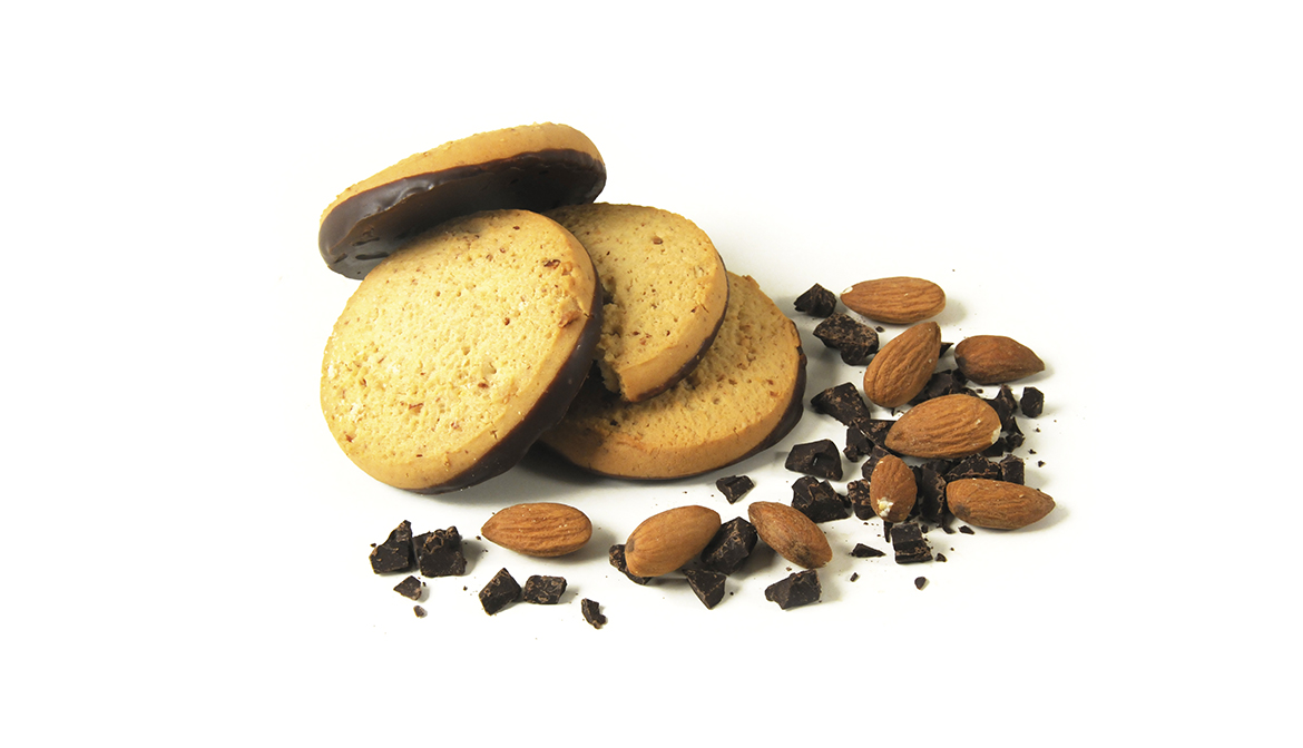 CHOCOLATE-COATED ALMOND BIG BISCUITS 